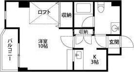 パラドール恩地(1K/3階)の間取り写真