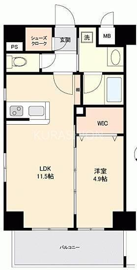 プレスタイル博多駅南 (1LDK/2階)の間取り写真
