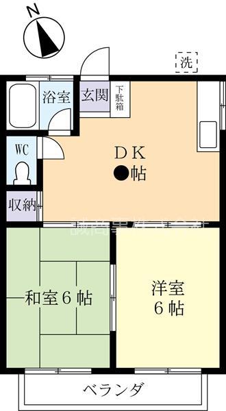 コーポ板谷(2DK/2階)の間取り写真