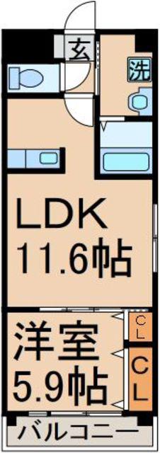 ブランウィステリア(1LDK/1階)の間取り写真