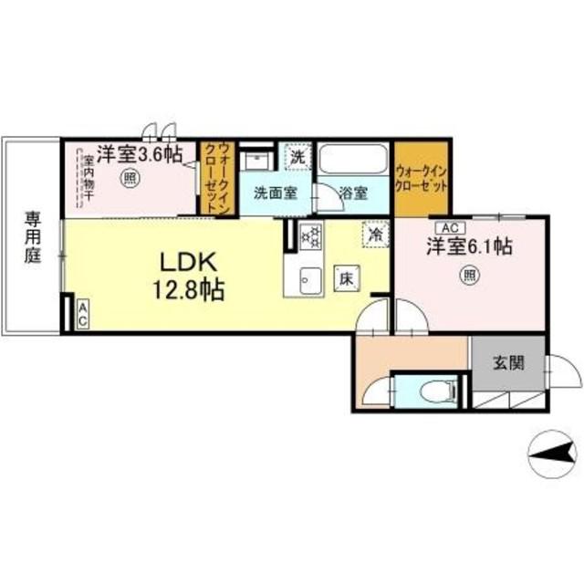 D-ROOM樋井川4丁目(2LDK/1階)の間取り写真