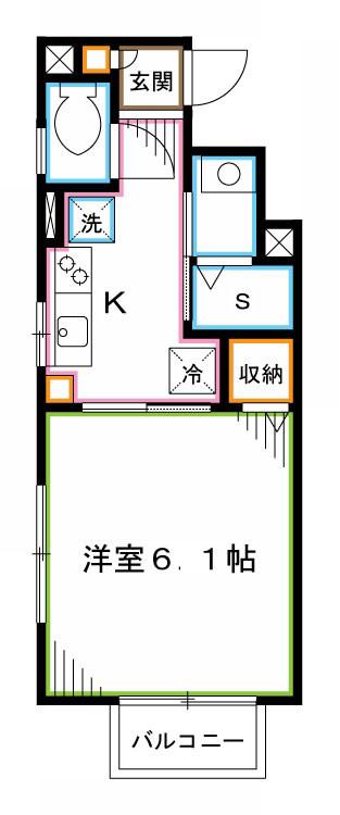 レイノー(1K/2階)の間取り写真