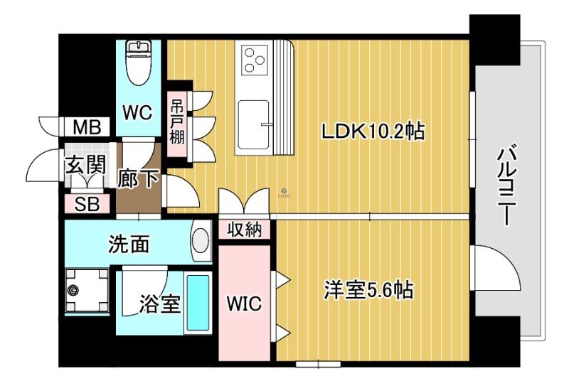 スプランディッド梅田ウエスト(1LDK/10階)の間取り写真