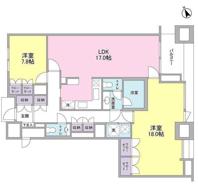 愛宕ビューアパートメント(2LDK/15階)の間取り写真