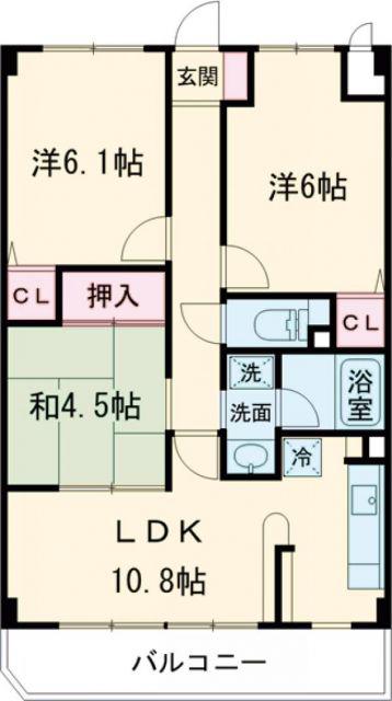 フレア・ブローリー(3LDK/1階)の間取り写真