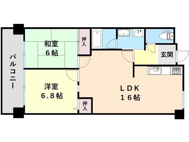 グリーンハイツ足立(2LDK/2階)の間取り写真