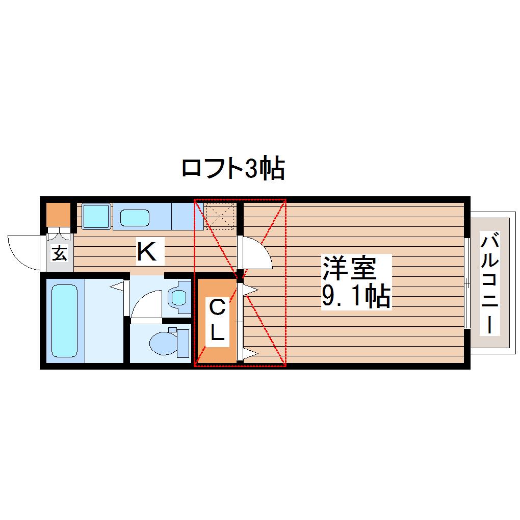エストメルベーユ荒井壱番館(1K/1階)の間取り写真