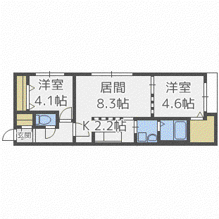 ベラージオ北大前(2LDK/2階)の間取り写真