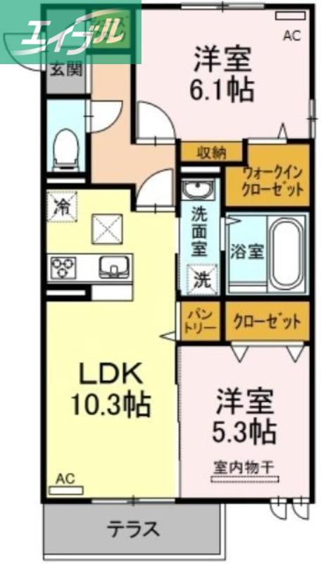 メゾンドソレイユ(2LDK/1階)の間取り写真