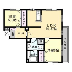 メルローズコート(2LDK/9階)の間取り写真