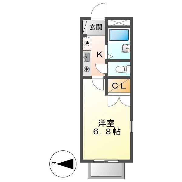 エスポワール(1K/1階)の間取り写真