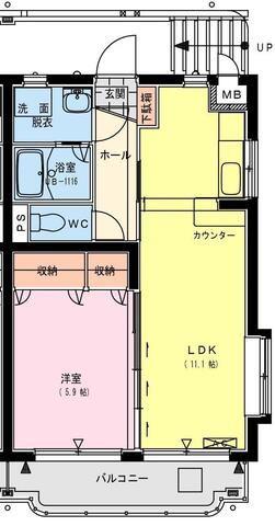 ユーミーLIFEII(1LDK/2階)の間取り写真