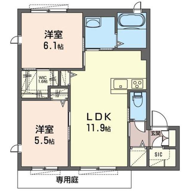 SHAMAISON アフィーノIV(2LDK/1階)の間取り写真