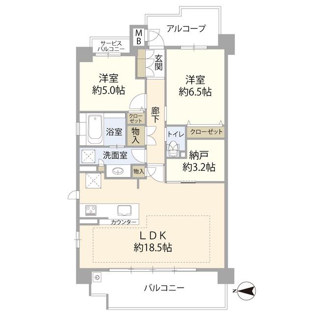 プレイズ塚口(2SLDK/5階)の間取り写真