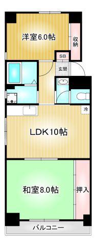牧の原ビル(2LDK/2階)の間取り写真