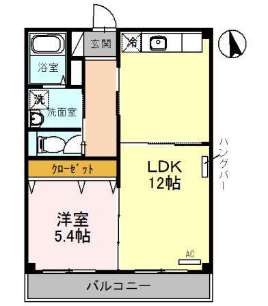 ツクモハイツ(1DK/2階)の間取り写真