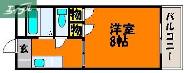 エスポアール北長瀬(1K/2階)の間取り写真