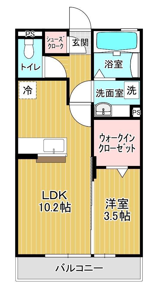 ボン・セジョーア(1LDK/2階)の間取り写真