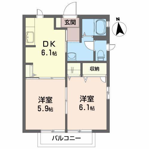 シャーメゾン エスペランサ(2DK/2階)の間取り写真