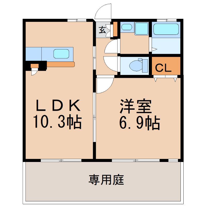 ミランルージュ(1LDK/1階)の間取り写真