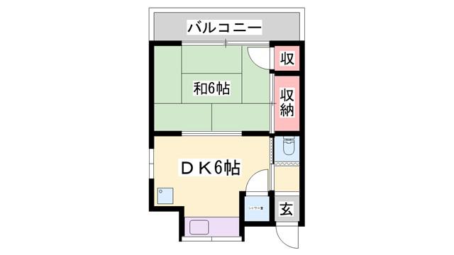 明石市東人丸町アパート(1DK/2階)の間取り写真