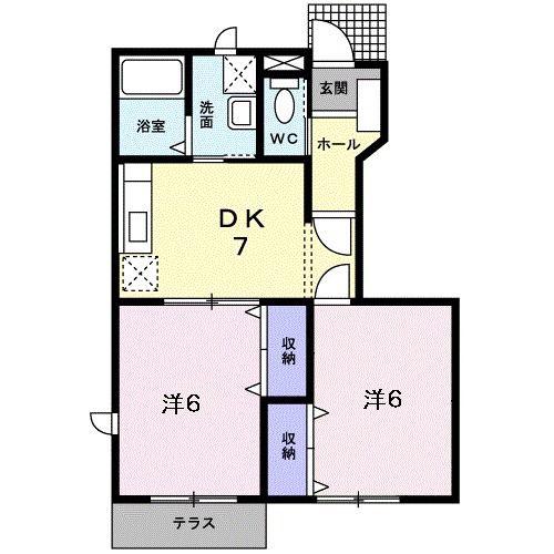 サンセール港A(2DK/1階)の間取り写真