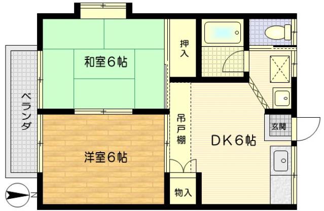 第2野崎コーポ(2DK/1階)の間取り写真