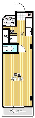 エムコム(ワンルーム/2階)の間取り写真