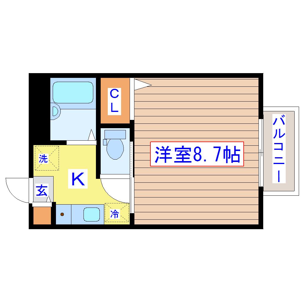 カーサ宮千代B(1K/1階)の間取り写真