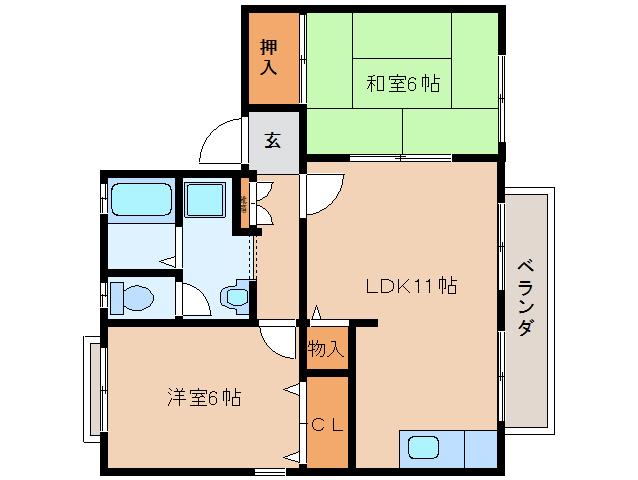 プリシエールK(2LDK/2階)の間取り写真