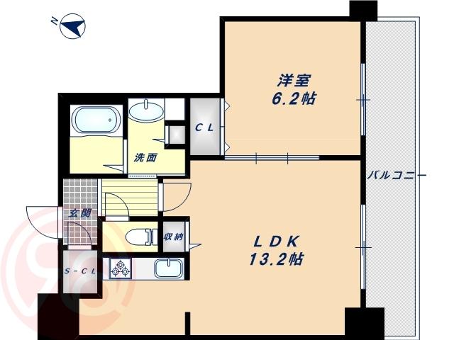 クロスレジデンス大阪新町(1LDK/11階)の間取り写真