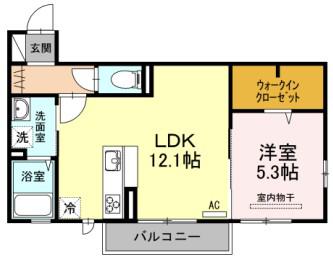 浜の前ガーデン(1LDK/2階)の間取り写真