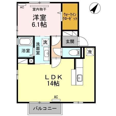 ショーカル A棟(1LDK/2階)の間取り写真