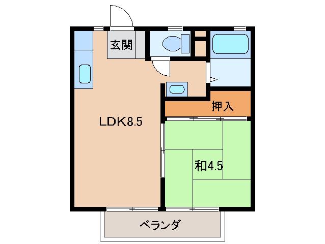 シティハイツ松見(1LDK/2階)の間取り写真