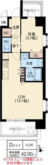 スプランディッドVIII(1LDK/2階)の間取り写真