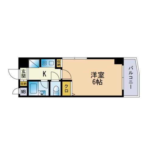 メゾンクレール大濠(1K/2階)の間取り写真