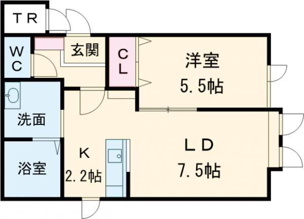 リーノA(1LDK/1階)の間取り写真