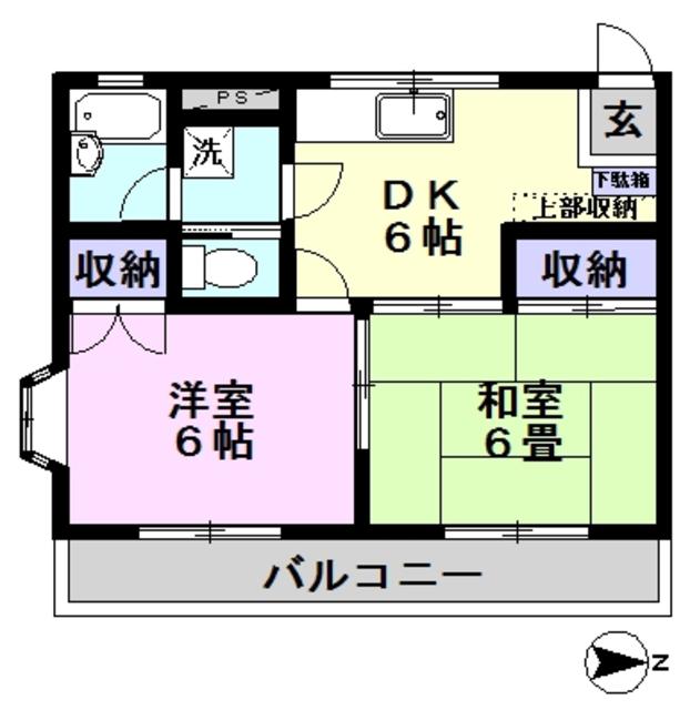 メゾン中川(2DK/3階)の間取り写真