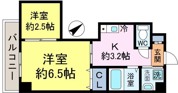 ラフィーネ・S(1SK/1階)の間取り写真