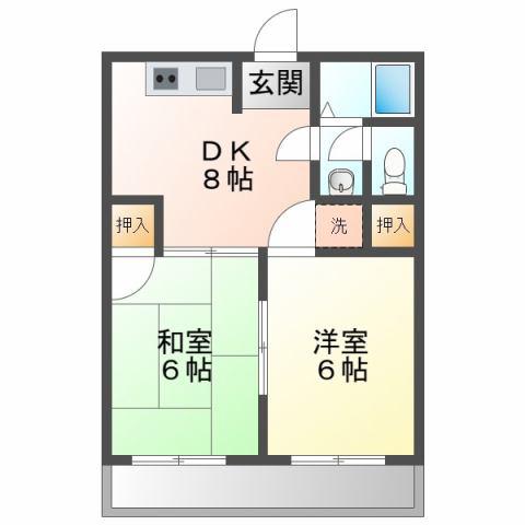 イースタンハイツ(2DK/4階)の間取り写真