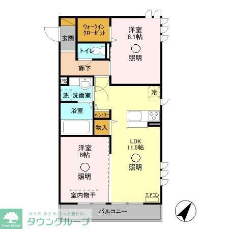 本郷の杜ラウン(2LDK/3階)の間取り写真