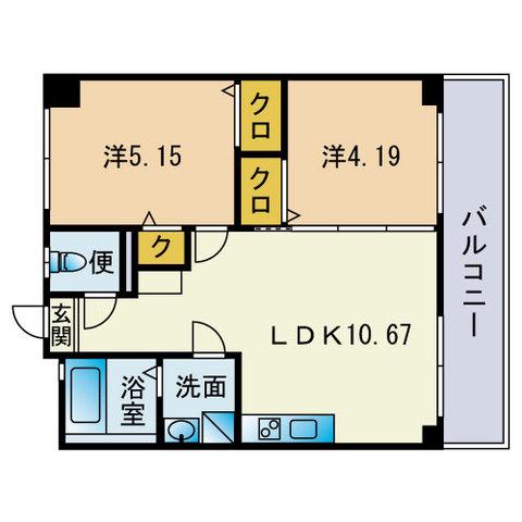 寿ハイツ(2LDK/4階)の間取り写真