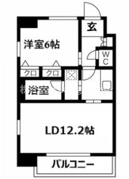 S-RESIDENCE淀屋橋(1LDK/2階)の間取り写真