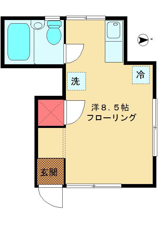 シャトークニ(ワンルーム/1階)の間取り写真