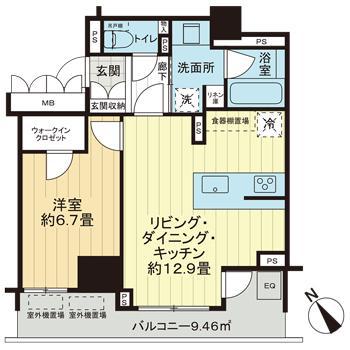 ザ・エンブル七間町(1LDK/3階)の間取り写真