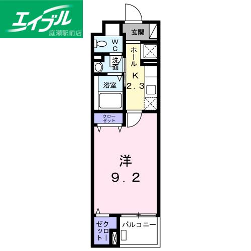 SUN16浜町(1K/1階)の間取り写真