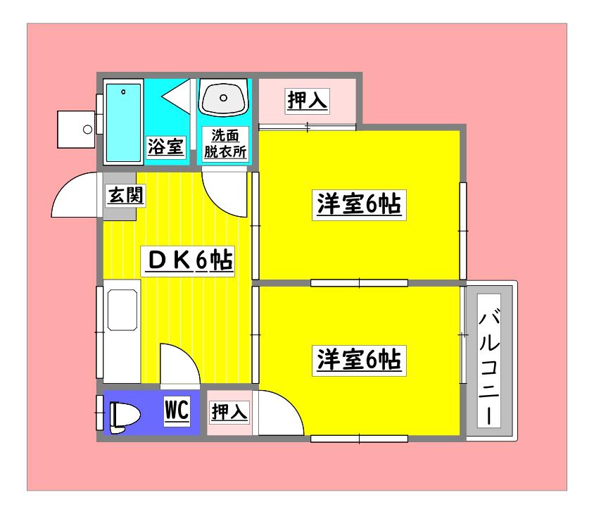 大宝荘(2DK/2階)の間取り写真