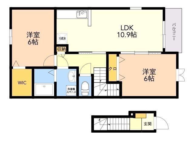 メゾンソレイユ2(2LDK/2階)の間取り写真
