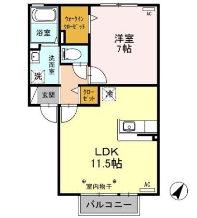 フローラルコート202(1LDK/2階)の間取り写真