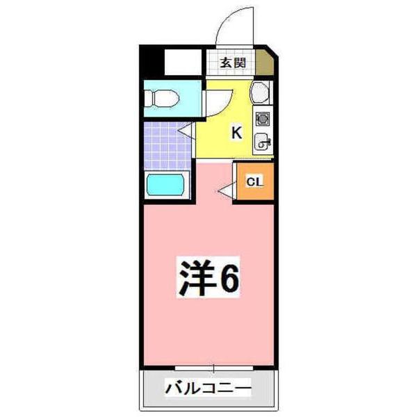 YKハイツ中崎II(1K/2階)の間取り写真